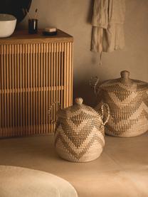 Set de cestas con tapadera Mija, 2 uds., Jacintos de agua, Beige, gris, negro, Ø 45 x Al 52 cm