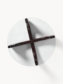 Kulatý dřevěný konferenční stolek se skleněnou deskou Miya, Topol, hnědě lakovaný, transparentní, Ø 107 cm, V 40 cm