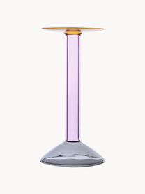 Handgefertigter Kerzenhalter Rainbow, H 29 cm, Borosilikatglas, Lavendel, Hellgrau, Orange, Ø 12 x H 29 cm