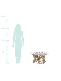 Table basse en teck Samira, Plateau : transparent Structure : bois de teck, blanchi, finition antiquaire