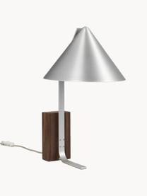 Tafellamp Cone, Lampvoet: walnoothout, geolied, Zilverkleurig, Ø 25 x H 44 cm