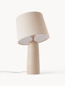 Lampada da tavolo grande con base in cemento Kaya, Paralume: 70% cotone, 30% lino, Bianco crema, beige, Ø 29 x Alt. 52 cm