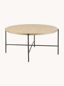 Table basse ronde Mica, Bois clair, noir, Ø 82 cm