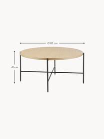 Table basse ronde Mica, Bois clair, noir, Ø 82 cm