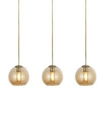 Hanglamp Zoe, Gecoat metaal, glas, Goudkleurig, amberkleurig, transparant, 70 x 20 cm