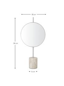 Miroir de salle de bains pied marbré Lamura, Beige, couleur argentée, larg. 18 x haut. 38 cm