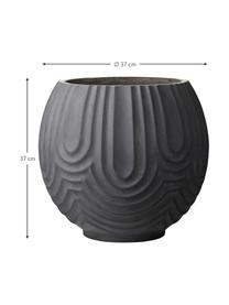 Portavaso rotondo fatto a mano Sarah, Argilla fibrosa, Nero, Ø 37 x Alt. 37 cm