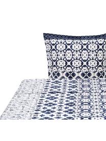 Drap plat Padang, Blanc, bleu foncé