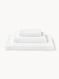 Lot de serviettes de bain en piqué gaufré Yara, tailles variées, Blanc, 4 éléments (2 serviettes de toilette et 2 draps de bain)