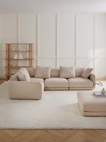 Narożna sofa modułowa Jasmin, Tapicerka: 85% poliester, 15% nylon , Nogi: tworzywo sztuczne, Beżowa tkanina, S 306 x W 84 cm