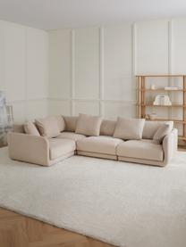 Divano angolare componibile in tessuto beige Jasmin, Rivestimento: 85% poliestere, 15% nylon, Struttura: legno massiccio di abete , Piedini: plastica, Tessuto beige, Larg. 306 x Alt. 84 cm