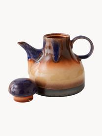 Tetera artesanal de cerámica 70's, 990 ml, Cerámica, Tonos marrones, azul oscuro, 990 ml