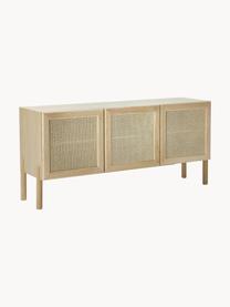 Eichenholz-Sideboard Jolie mit Wiener Geflecht, Korpus: Mitteldichte Holzfaserpla, Beine: Eichenholz, massiv, Eichenholz, Beige, B 160 x H 75 cm