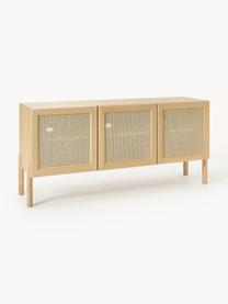 Eikenhouten dressoir Jolie met Weens vlechtwerk, Poten: massief eikenhout, Eikenhout, beige, B 160 x H 75 cm