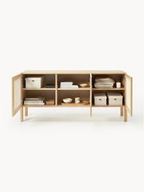 Eichenholz-Sideboard Jolie mit Wiener Geflecht, Korpus: Mitteldichte Holzfaserpla, Beine: Eichenholz, massiv, Eichenholz, Beige, B 160 x H 75 cm