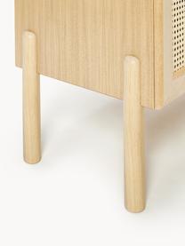 Aparador de madera de roble con tejido vienés Jolie, Estructura: tablero de fibra de densi, Patas: madera de roble macizo, Madera de roble, beige, An 160 x Al 75 cm