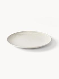 Assiettes plates avec motif à rayures Zabelle, 4 pièces, Grès cérame, Blanc cassé, beige clair, Ø 27 x haut. 3 cm
