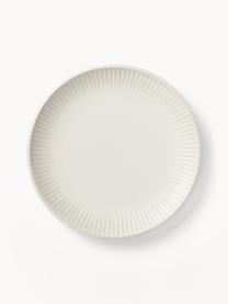 Assiettes plates avec motif à rayures Zabelle, 4 pièces, Grès cérame, Blanc cassé, beige clair, Ø 27 x haut. 3 cm