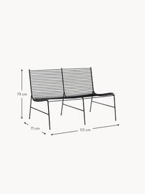 Banc de jardin String, Métal, enduit, Noir, larg. 113 x prof. 71 cm