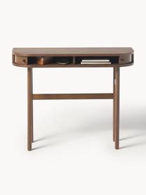 Konzolový stolek s žebrovanou přední stranou, Dubové dřevo, tmavě hnědě lakované, Š 100 cm, V 80 cm