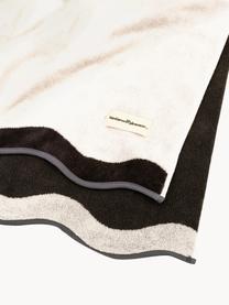 Strandlaken Wave, 100% katoen, Off White, zwart, B 86 x L 168 cm