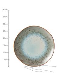 Ručne vyrobený plytký tanier v retro štýle 70's, 2 ks, Kamenina, Modrá, sivá, Ø 29 cm