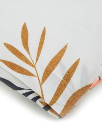 Set lenzuola in cotone Foliage, Tessuto: Renforcé Numero di fili 1, Bianco, giallo ocra, nero, 240 x 270 cm + 2 federe 50 x 75 cm