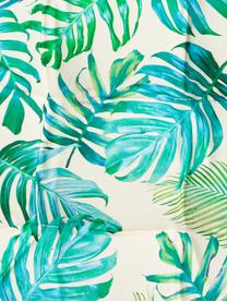 Outdoor-Sitzkissen Madeira mit Blattmuster, 100% Polyester, Gebrochenes Weiß, Blautöne, Grüntöne, 40 x 40 cm