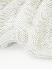 Coperta a maglia in cotone organico Adalyn, 100% cotone organico, certificato GOTS, Bianco latte, Larg. 150 x Lung. 200 cm