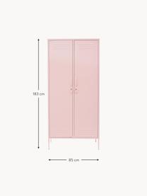 Kleiner Kleiderschrank The Twinny, Stahl, pulverbeschichtet, Hellrosa, B 85 x H 183 cm