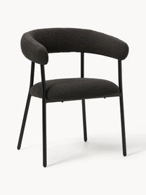 Chaises rembourrées en bouclette Thiago, 2 pièces, Tissu bouclé noir, larg. 60 x prof. 54 cm