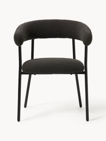 Chaises rembourrées en bouclette Thiago, 2 pièces, Tissu bouclé noir, larg. 60 x prof. 54 cm