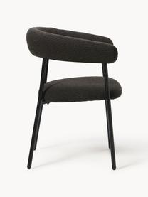 Chaises rembourrées en bouclette Thiago, 2 pièces, Tissu bouclé noir, larg. 60 x prof. 54 cm