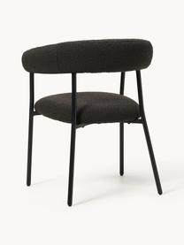 Chaises rembourrées en bouclette Thiago, 2 pièces, Tissu bouclé noir, larg. 60 x prof. 54 cm