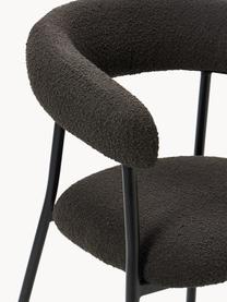 Chaises rembourrées en bouclette Thiago, 2 pièces, Tissu bouclé noir, larg. 60 x prof. 54 cm