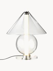 Lampa stołowa LED ze szkła dmuchanego z funkcją przyciemniania Fragile, Transparentny, odcienie srebrnego, Ø 31 x W 35 cm