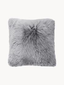 Housse de coussin 40x40 en peau de mouton lisse Oslo, Gris clair, larg. 40 x long. 40 cm