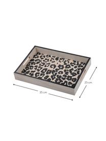 Serviertablett Leopard aus Holz, L 35 x B 25 cm, Mitteldichte Holzfaserplatte (MDF), Beige, Schwarz, 25 x 35 cm