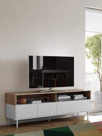 Mueble TV Horizon, Patas: madera de haya maciza pin, Roble, blanco, An 180 x Al 61 cm