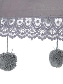 Amaca in cotone con pompon Holly, Cotone, Grigio, bianco latteo, Larg. 90 x Lung. 250