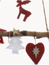 Albero di Natale da parete in legno Rinde, alt. 100 cm, Legno di betulla, Legno di betulla, rosso, Larg. 34 x Alt. 100 cm
