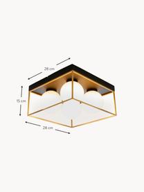 Kleine Deckenleuchte Astro aus Opalglas, Lampenschirm: Opalglas, Baldachin: Metall, beschichtet, Goldfarben, Schwarz, Weiß, B 28 x H 15 cm