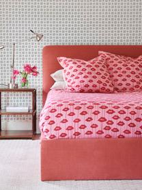 Housse de couette design satin de coton Kacy, Rose, rouge, larg. 140 x long. 200 cm