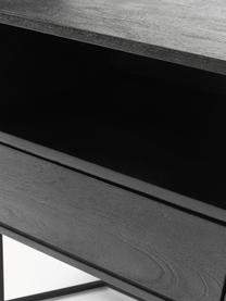 Table de chevet en manguier massif avec tiroir Luca, Manguier noir laqué, cadre noir, larg. 45 x haut. 57 cm