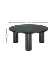 Kulatý dubový konferenční stolek Didi, Masivní lakované dubové dřevo, Černá, Ø 80 cm