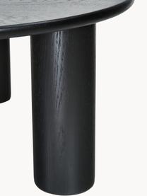 Table basse ronde bois de chêne Didi, Bois de chêne massif, laqué, Noir, Ø 80 cm