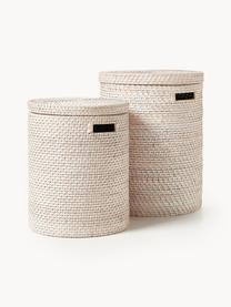 Set di 2 cesti portabiancheria con coperchio Lurdes, Rattan, Beige chiaro, Set in varie misure