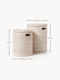 Set di 2 cesti portabiancheria con coperchio Lurdes, Rattan, Beige chiaro, Set in varie misure