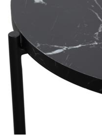 Odkladací stolík s mramorovým vzhľadom Fria, Stolová doska: čierna, mramorovaná, matná Konštrukcia: matná čierna, Ø 45 x V 46 cm