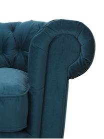 Canapé Chesterfield 2 places velours Sally, Velours bleu pétrole